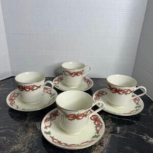 ─୨ৎ─ Noble Excellence 12 days of Christmas- Set of 4 Cups and Saucers (2F-100)